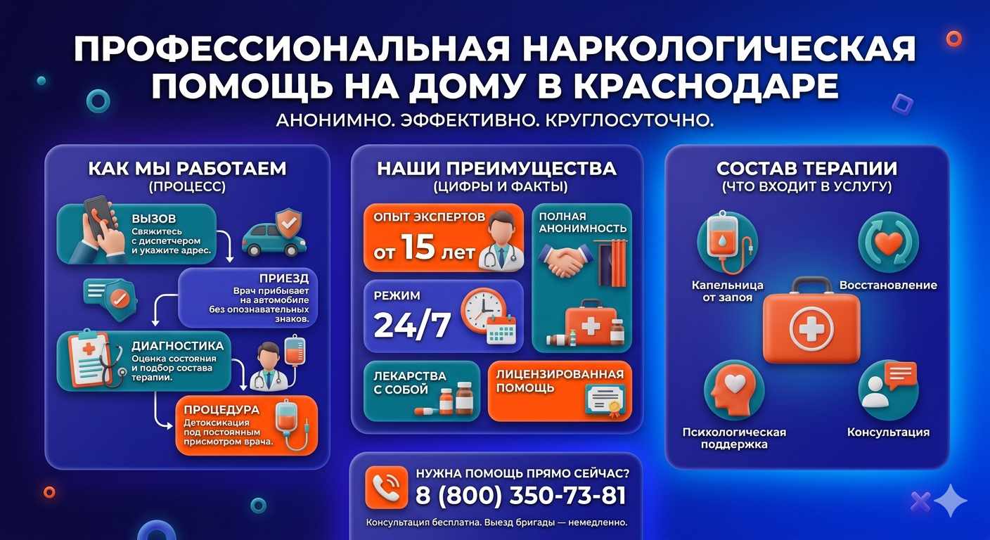 Инфографика о принципах лечения алкоголизма на дому в Бресте: этапы вызова нарколога, преимущества анонимной детоксикации и состав медицинской помощи.